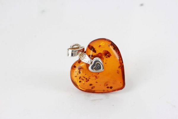 Handmade German Baltic Amber Heart Pendant 925 Silver -PD074 – RRP£65!!!