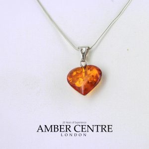 German Baltic Amber Heart Pendant 925 Silver Hand Made PD058 – RRP£25!!!