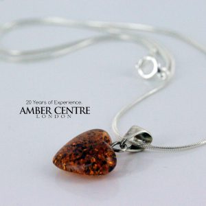 Gorgeous German Cognac Baltic Amber Heart Shaped Pendant PD075 Av 15mm x 15mm RRP£20!!!