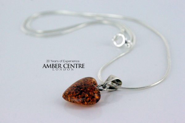 Gorgeous German Cognac Baltic Amber Heart Shaped Pendant PD075 Av 15mm x 15mm RRP£20!!!