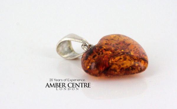 Gorgeous German Cognac Baltic Amber Heart Shaped Pendant PD075 Av 15mm x 15mm RRP£20!!!
