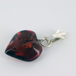 Baltic Amber Heart Shaped Pendant With Shell Loop PD076 RRP£20!!!