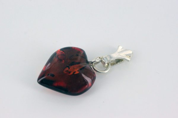 Baltic Amber Heart Shaped Pendant With Shell Loop PD076 RRP£20!!!