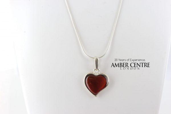 Heart Pendant German Baltic Amber in 925 Silver 16" Free Silver Chain PD087 RRP£50!!