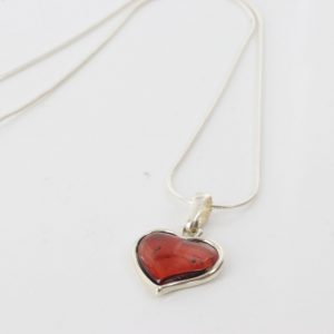 Heart Pendant German Baltic Amber in 925 Silver 16" Free Silver Chain PD087 RRP£50!!