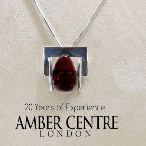 Italian Style Modern Baltic Amber Pendant+925 Silver Free Chain PE0004 RRP£80!!