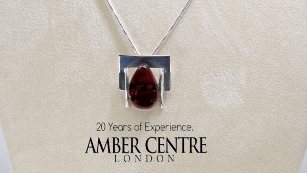 Italian Style Modern Baltic Amber Pendant+925 Silver Free Chain PE0004 RRP£80!!