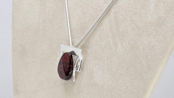 Italian Style Modern Baltic Amber Pendant+925 Silver Free Chain PE0004 RRP£80!!