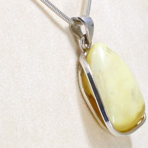 Antique Milky German Baltic Amber Pendant 925 Silver-PE0036 RRP£225!!!+ FreeChain