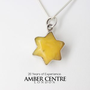 Butterscotch Baltic Amber Handmade Star Shaped in 925 Silver PE0145 RRP£155!!!