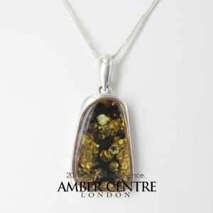 Amber Pendant German Green Baltic Handmade Unique 925 Silver PE0183 RRP£125!!!