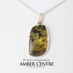 Amber Pendant German Green Baltic Handmade Unique 925 Silver PE0184 RRP£125!!!