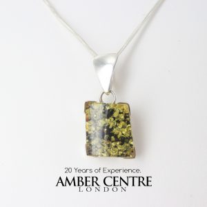 Silver Pendant German Green Baltic Amber Handmade Unique PE0187 RRP£95!!!