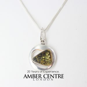 Pendant German Green Baltic Amber 925 Silver Handmade Unique PE0188 RRP£75!!!