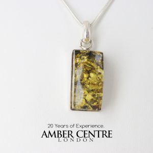 Silver Pendant with Green Baltic Amber Handmade Italian Style PE0194 RRP£125!!!