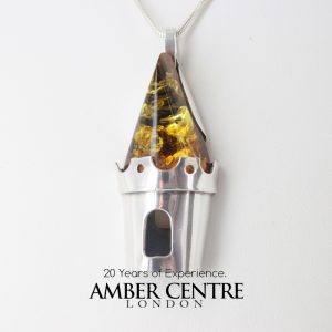 Green Baltic Amber pendant in 925 Silver "Queen" handmade unique PE0200 RRP£275!!!
