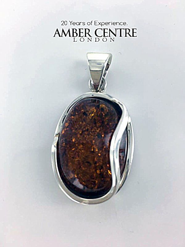 Baltic Amber Pendant Italian Style Handmade In 925 Silver PE0224 RRP£130!!