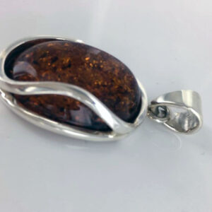 Baltic Amber Pendant Italian Style Handmade In 925 Silver PE0224 RRP£130!!