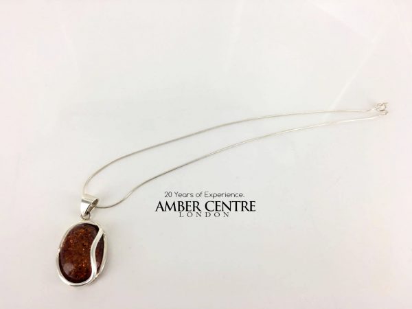 Baltic Amber Pendant Italian Style Handmade In 925 Silver PE0224 RRP£130!!