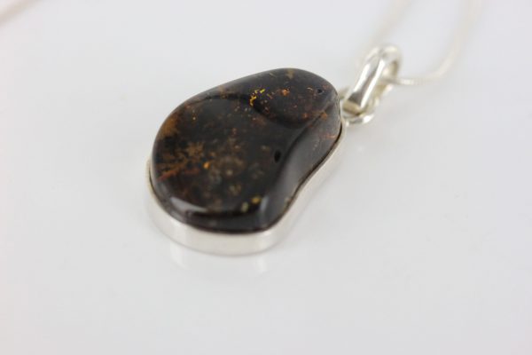 Beautiful Baltic Green Amber Pendant 925 Silver Hand Made PE0253 - RRP 90!!