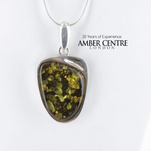 Baltic Greem Amber Pendant 925 Silver Hand Made PE0254 - RRP 120!!