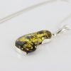 Baltic Green Pear-shaped Amber Pendant 925 Silver Hand Made PE0257 - RRP 90!!