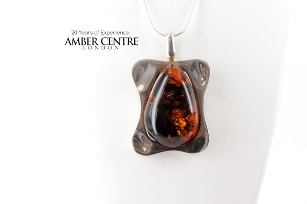 Classic Cognac Amber Pendant 925 Silver Hand Made PE0260 - RRP 280!!