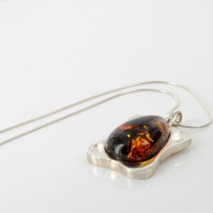 Classic Cognac Amber Pendant 925 Silver Hand Made PE0260 - RRP 280!!