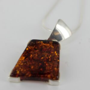 Classic Cognac Amber Pendant 925 Silver Hand Made PE0281 - RRP 49.95!!