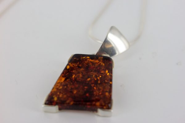 Classic Cognac Amber Pendant 925 Silver Hand Made PE0281 - RRP 49.95!!