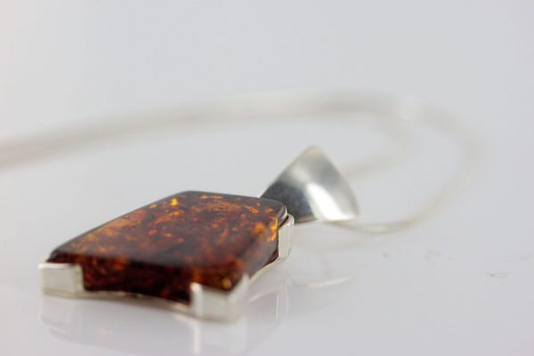 Classic Cognac Amber Pendant 925 Silver Hand Made PE0281 - RRP 49.95!!