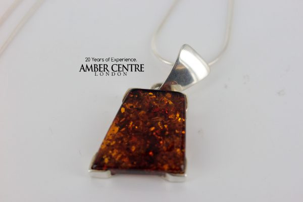 Classic Cognac Amber Pendant 925 Silver Hand Made PE0281 - RRP 49.95!!