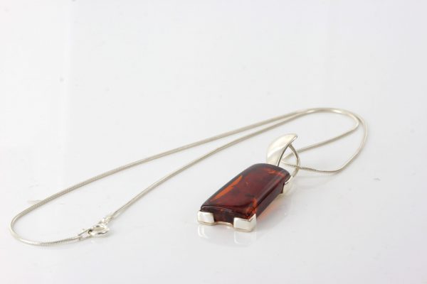 Rectangle Pendant German Baltic Amber in 925 Silver Handmade PE0228– RRP£90!!!