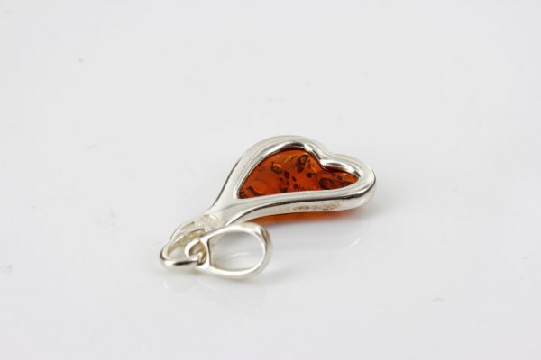 German Handmade Unique Baltic Amber Heart Pendant 925 Silver PD025 RRP£30!!!