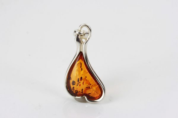 German Handmade Unique Baltic Amber Heart Pendant 925 Silver PD025 RRP£30!!!