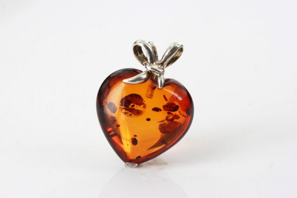 German Handmade Unique Baltic Amber Heart Pendant 925 Silver PD028 RRP£40!!!