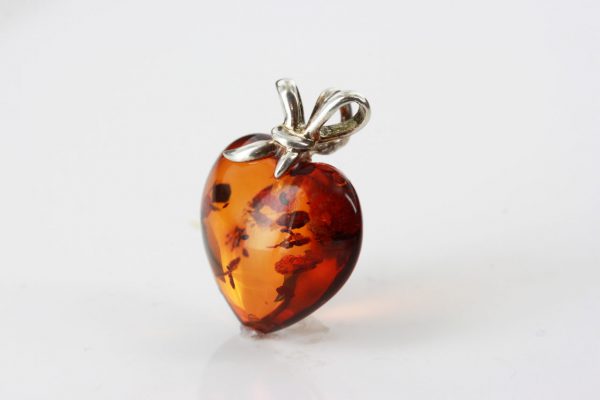 German Handmade Unique Baltic Amber Heart Pendant 925 Silver PD028 RRP£40!!!