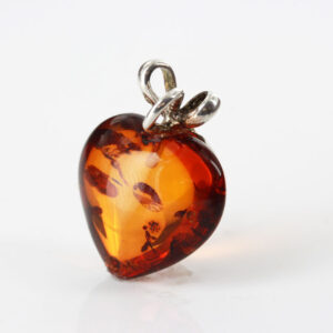 German Handmade Unique Baltic Amber Heart Pendant 925 Silver PD028 RRP£40!!!