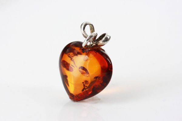 German Handmade Unique Baltic Amber Heart Pendant 925 Silver PD028 RRP£40!!!