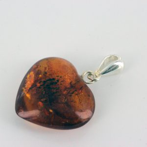 German Elegant Amber Heart Pendant with 925 Silver Vintage Loop PD077 RRP£20!!!