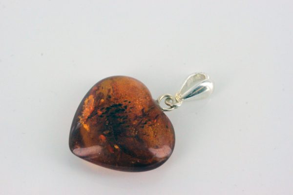 German Elegant Amber Heart Pendant with 925 Silver Vintage Loop PD077 RRP£20!!!