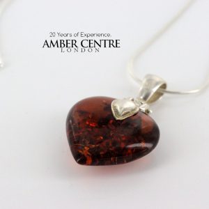 German Baltic Amber Heart Pendant with 925 Sterling Silver Loop PD079 RRP£75!!