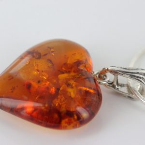 German Elegant Amber Heart Pendant with 925 Silver Vintage Loop PD080 RRP£40!!