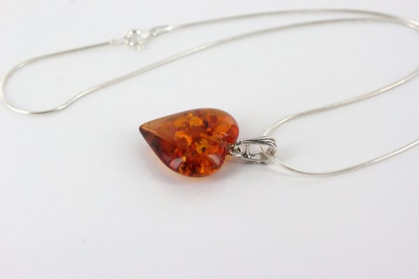 German Elegant Amber Heart Pendant with 925 Silver Vintage Loop PD080 RRP£40!!