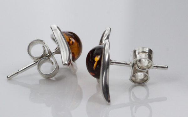 Classic German Baltic Amber Stud Earrings 925 Silver Handmade ST0001 RRP£19!!!