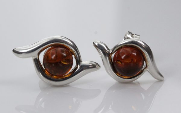 Classic German Baltic Amber Stud Earrings 925 Silver Handmade ST0001 RRP£19!!!