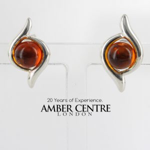 Classic German Baltic Amber Stud Earrings 925 Silver Handmade ST0001 RRP£19!!!