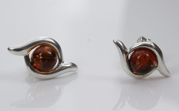 Classic German Baltic Amber Stud Earrings 925 Silver Handmade ST0001 RRP£19!!!