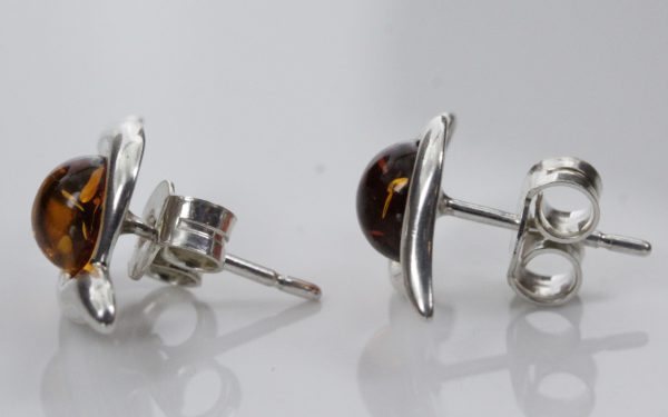 Classic German Baltic Amber Stud Earrings 925 Silver Handmade ST0001 RRP£19!!!