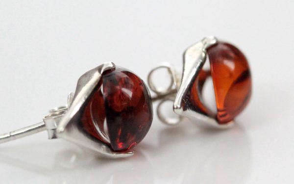 Handmade Classic German Baltic Amber Stud Earrings 925 Silver ST0002 RRP£19!!!